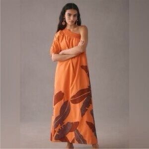 NWT Maeve Anthropologie Orange One-Shoulder Maxi Dress XSP
